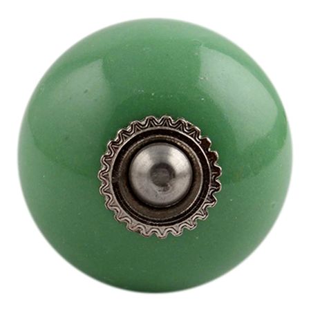 Solid Pea Green Silver Fitting Ceramic Drawer Knob